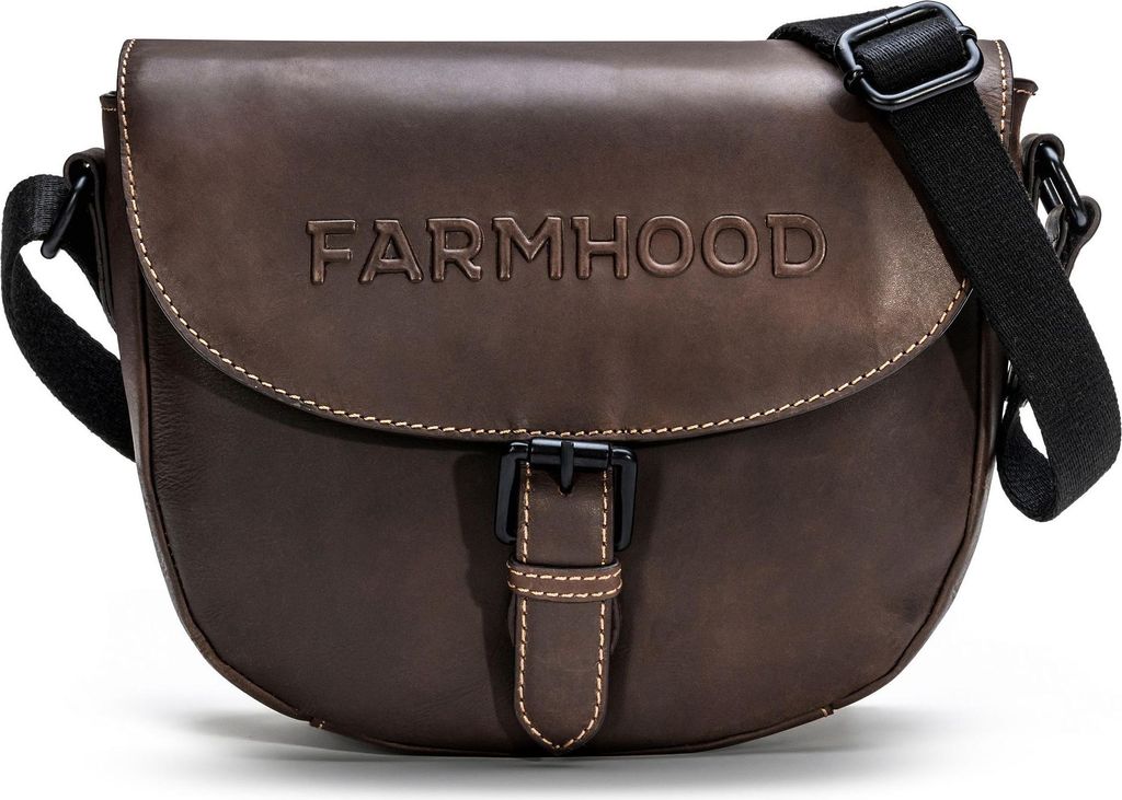Farmhood Leder Umhängetasche Schultertasche Nashville Crossbody Bag Dark Brown dunkelbraun