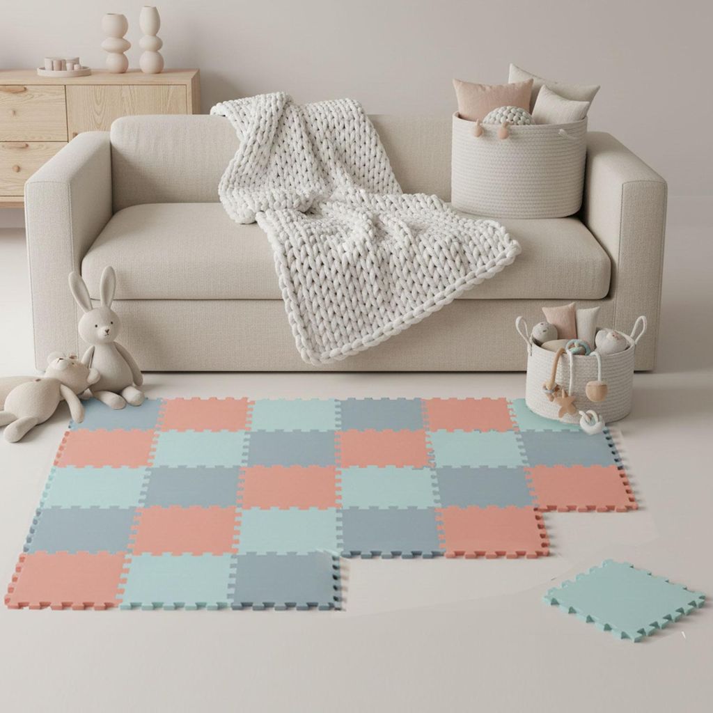 27 Teile Spielmatte Baby Puzzlematte 30x30 Krabbelmatte Bodenmatte Kinderzimmer