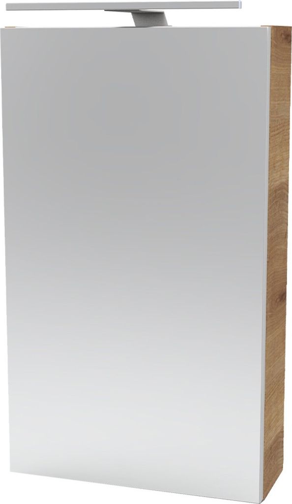 Fackelmann MILANO Spiegelschrank mit LED-Beleuchtung Alibertschrank für Bad und Gäste-WC (40 x 68 x 15,3 cm) SBC Badschrank mit Spiegel in Holz B...