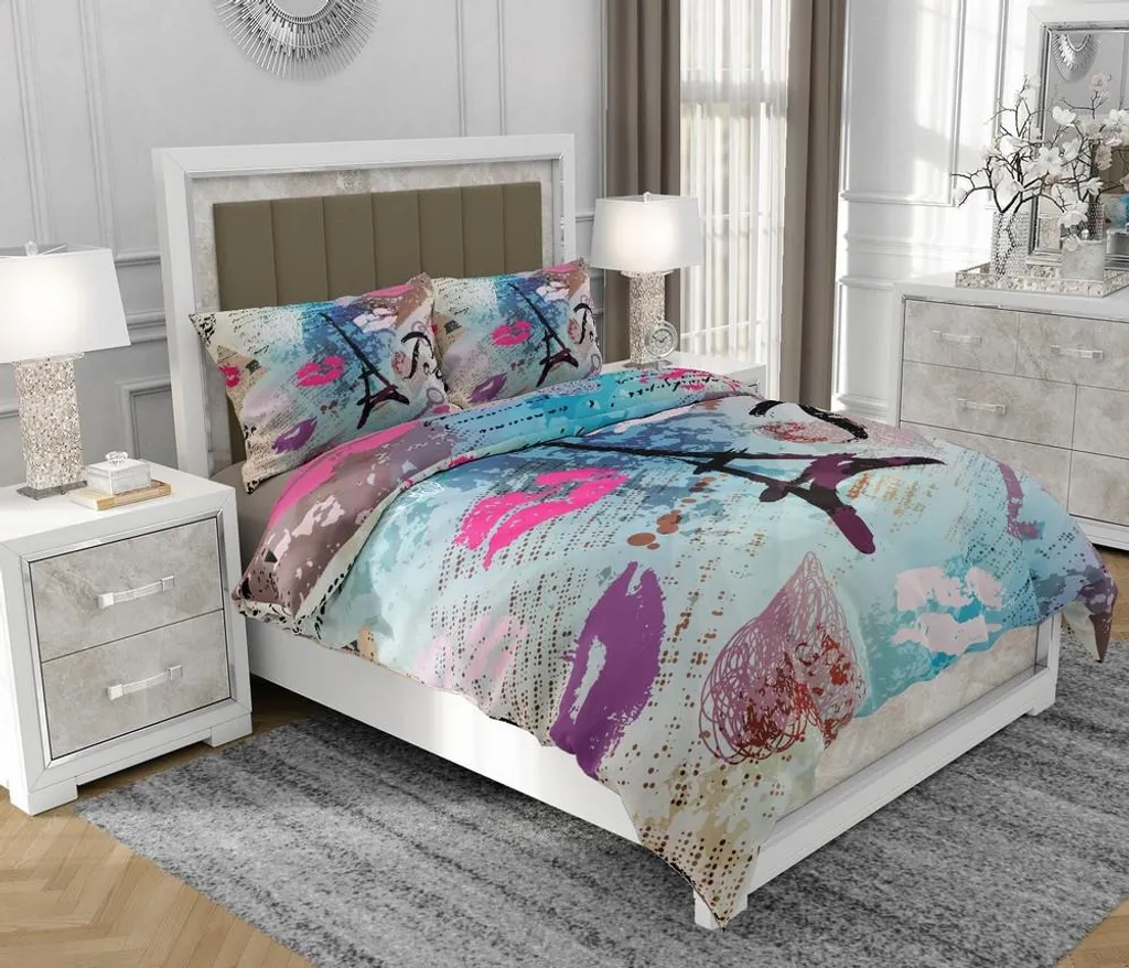 Biancheria da Letto SOVIO 200x220 Cotone - Design Moderno Multicolore