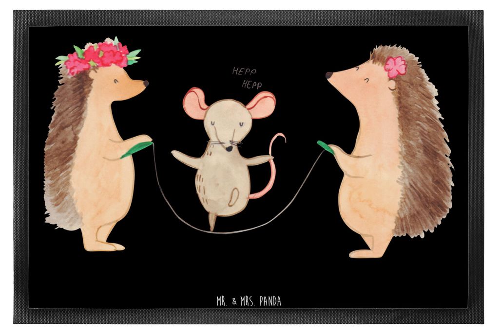 Mr. & Mrs. Panda fußmatte Igel Seilhüpfen 50 x 75 cm - Schwarz - Geschenk, Lustige Sprüche, Türmatte, Maus, Outdoor-Matte, Kindergarten, Seilsp...