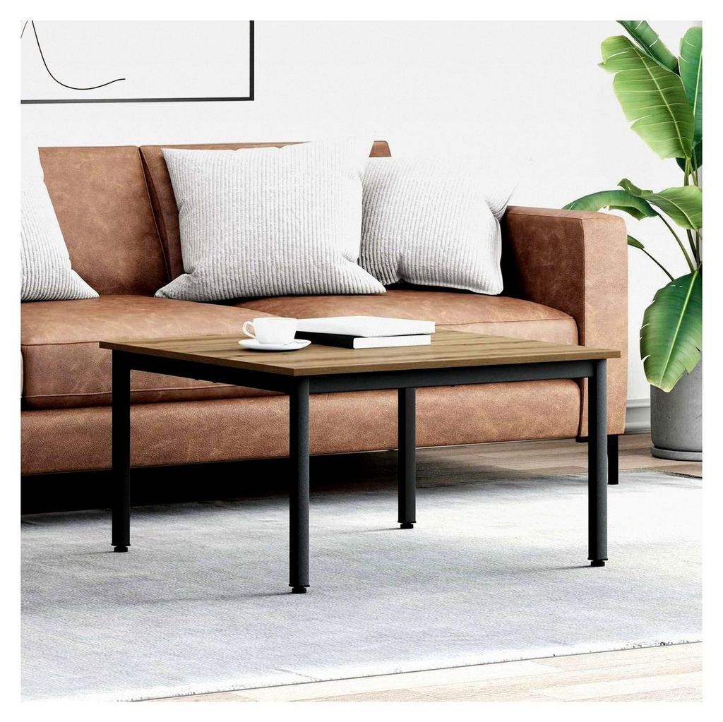 Rechteckiger Couchtisch mit minimalistischem Design - Holzwerkstoff und Metall - für Wohnzimmer und Familienfeiern