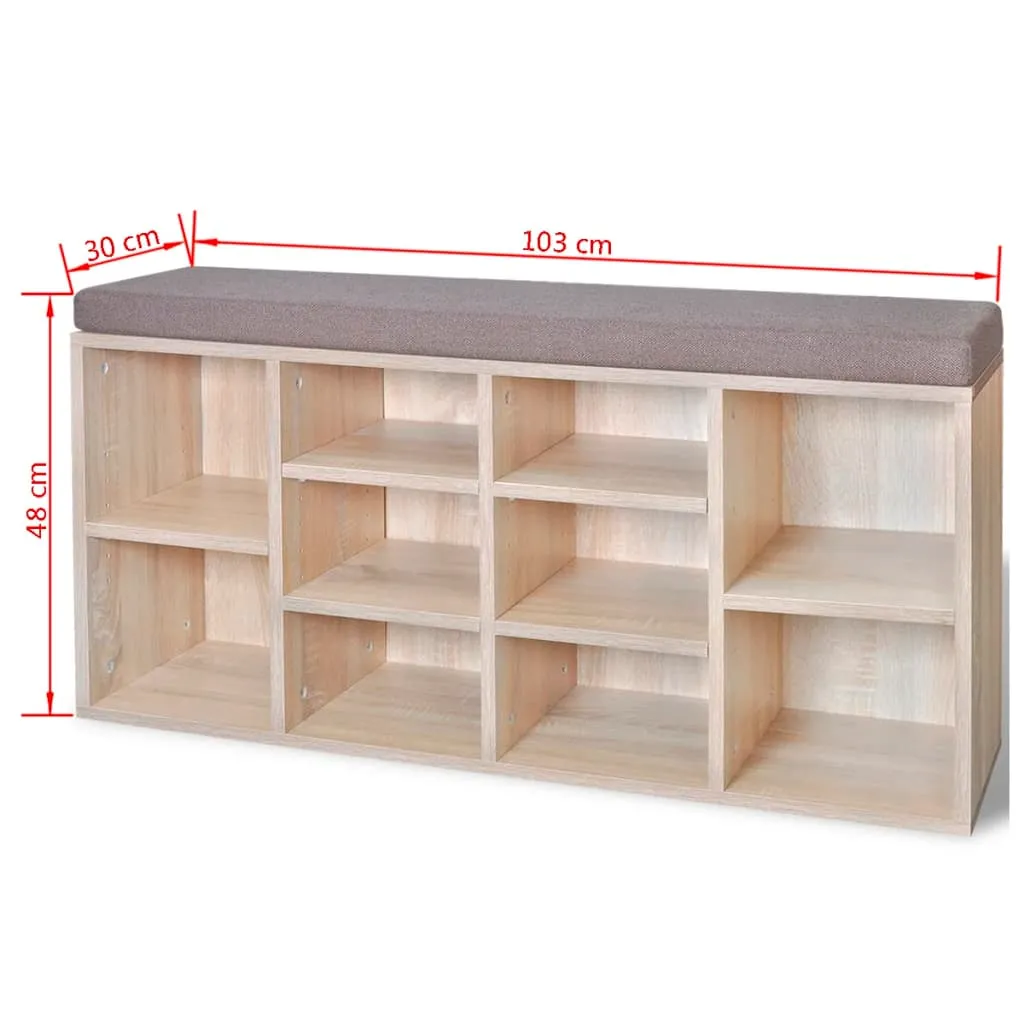 Armoire à chaussures 10 casiers en bois de chêne pour entrée moderne