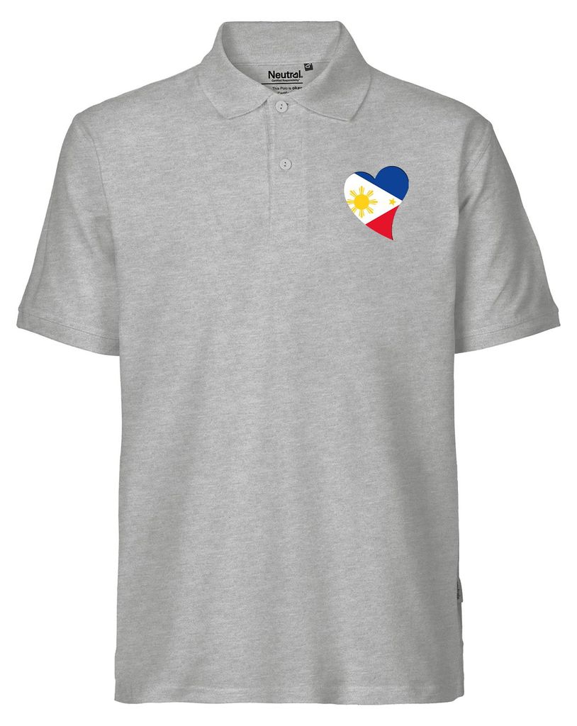 Huuraa Herren Polo Shirt Philippinen Flagge Herz L Sport Grey Bio Baumwolle Fairtrade Poloshirt Geschenkidee