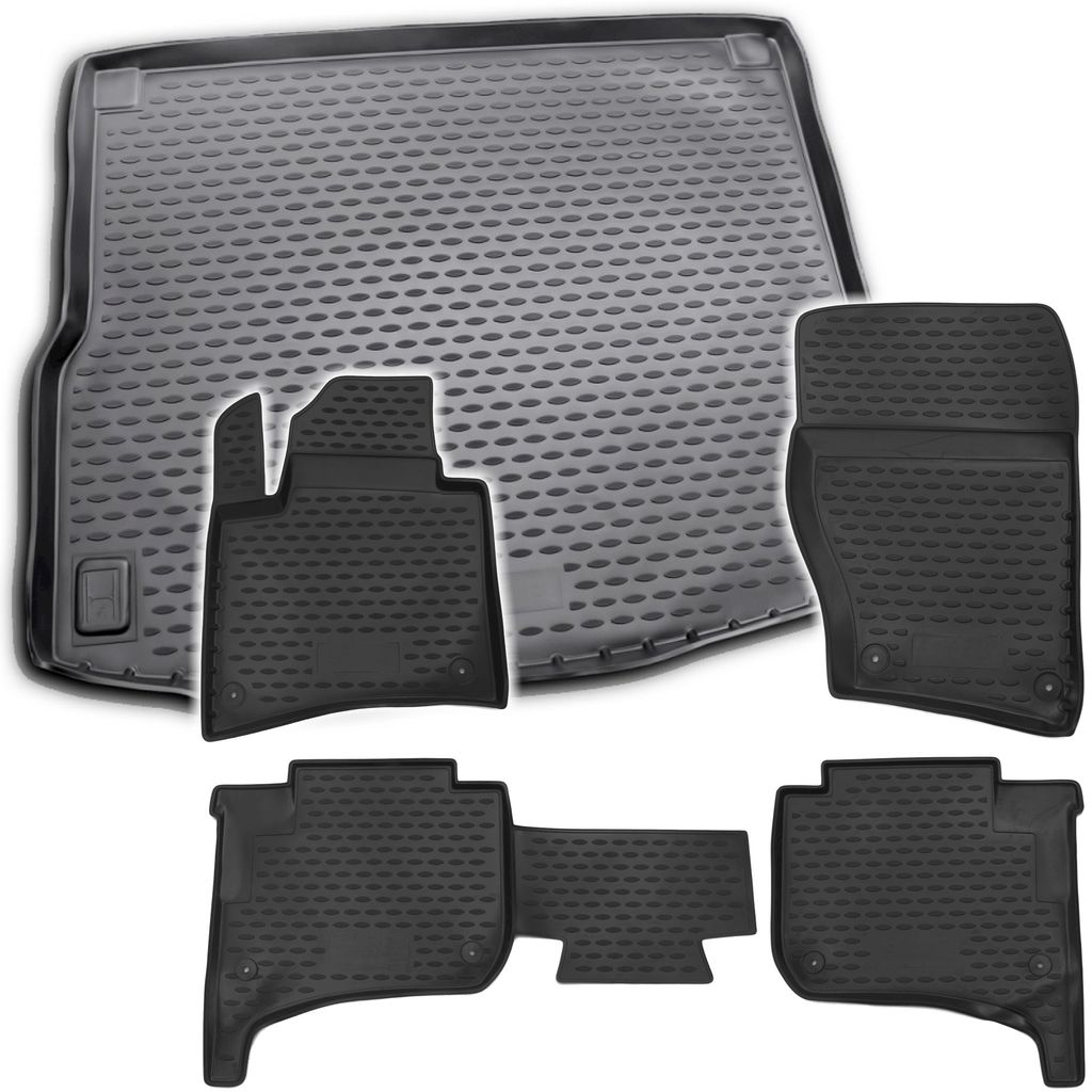 Gummi Kofferraumwanne + Fußmatten Set für VW Touareg 2, Bj. 2010-