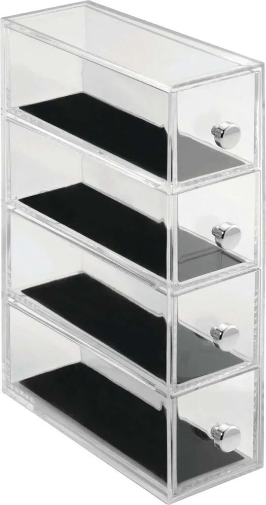 Tour de rangement bijoux anti-poussière 4 tiroirs pour éviter les nœuds