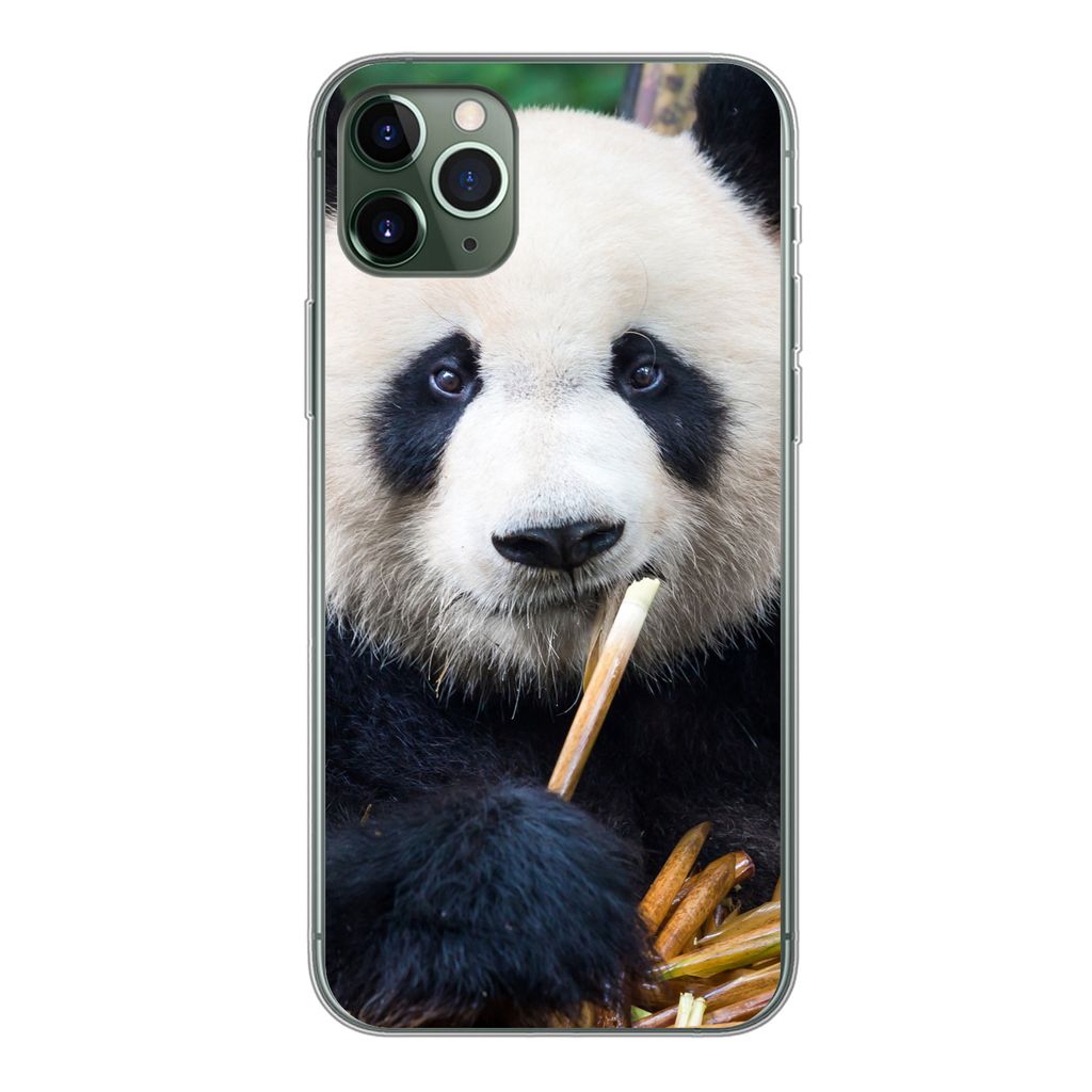 MuchoWow Handyhülle Schutzhülle Hülle für iPhone 11 Pro Max Panda - Bambus - Natur Silikon Softcase Handy Hülle - Schutz