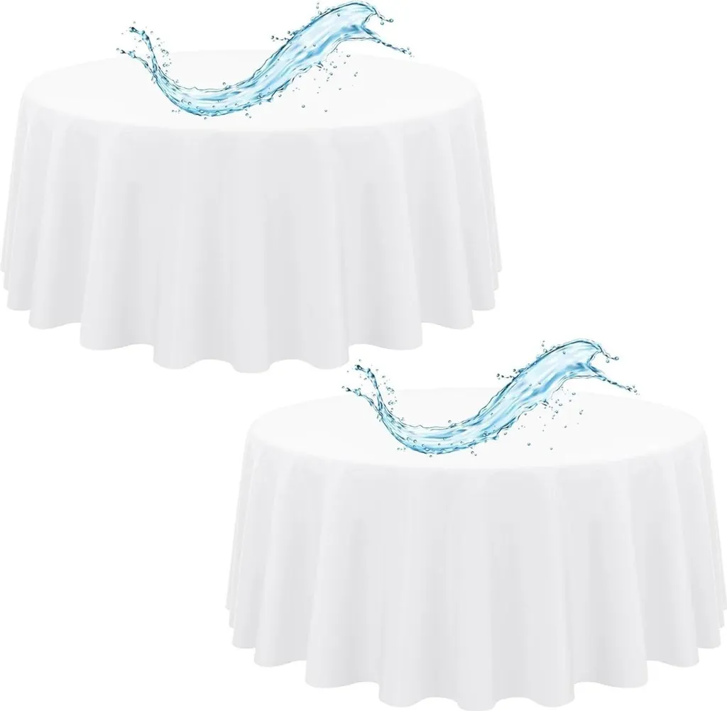 Offerta Set 2 Tovaglie Rotonde 2.4m INF | Poliestere Bianco Resistente