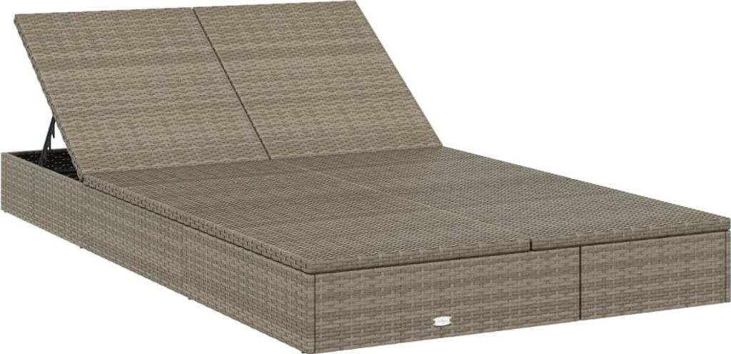 (Design 2026) Sonnenliege für 2 Personen mit Auflage Grau Poly Rattan - HOMMIE 733789 - Gartenliegen