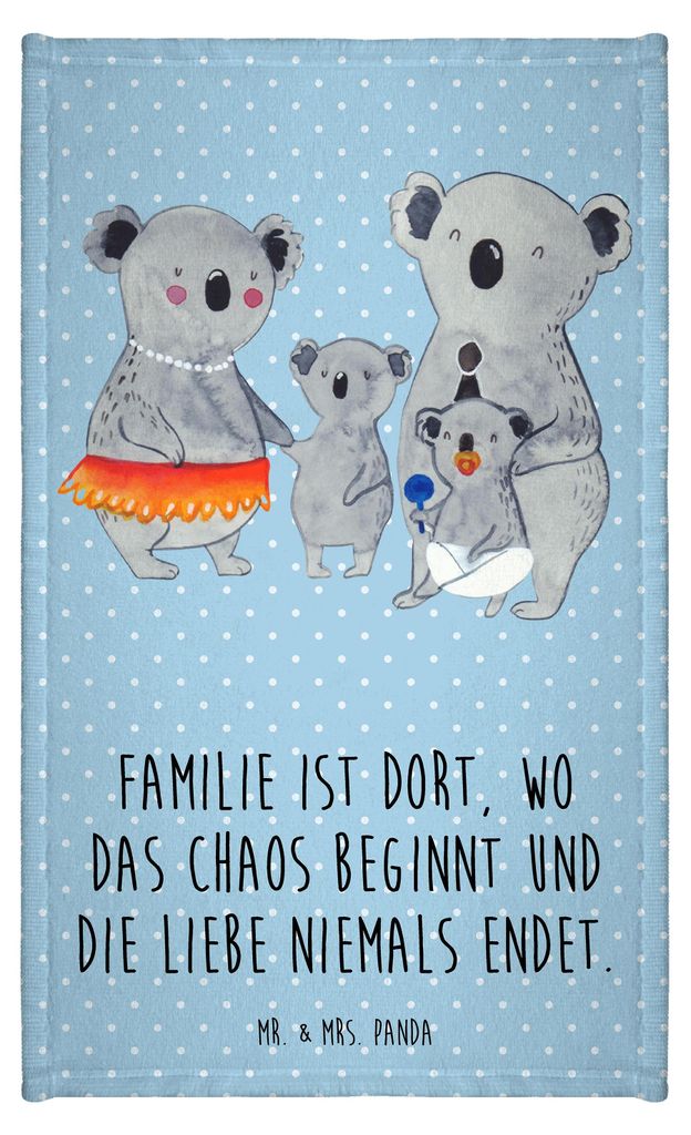 Mr. & Mrs. Panda Handtuch Koala Familie - Blau Pastell - Geschenk, Frotteetuch, Mama, Gäste-WC, Kinder, Muttertag, Gästehandtuch Waschbar, Family...