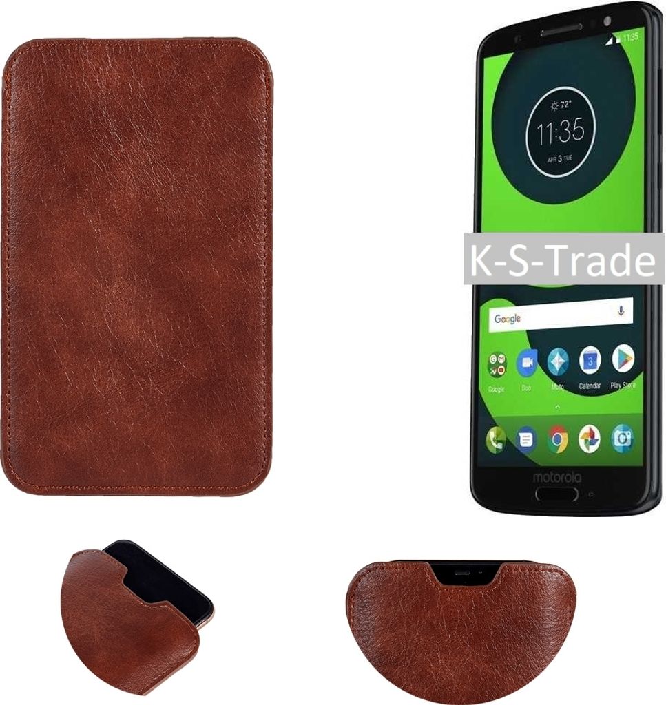 K-S-Trade Schutzhülle Handyhülle kompatibel mit Motorola Moto G6 Handytasche Kunstleder Sleeve in braun