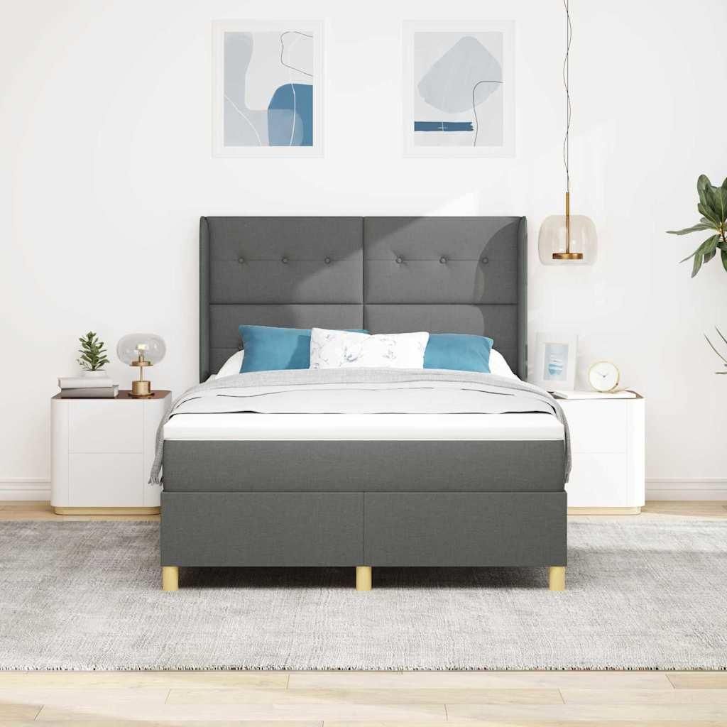 Möbel Boxspringbett mit Matratze Dunkelgrau 160 x 200 cm Stoff - Klassische Betten 3341841