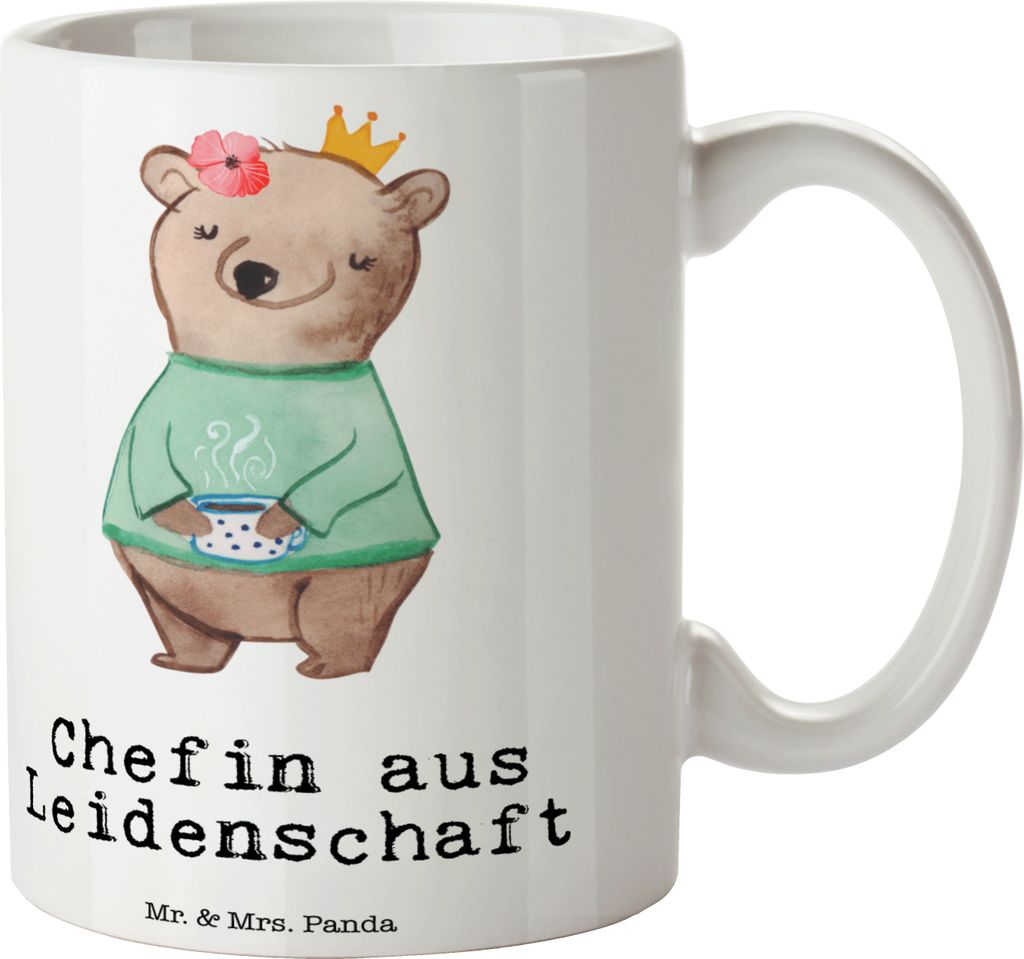 Mr. & Mrs. Panda Kaffeetasse Chefin Leidenschaft - Weiß - Geschenk, Witzig, Tasse, Teetasse, CEO, Beste, Kaffeepott, Lustig, Spruch, Geschäftsinh...