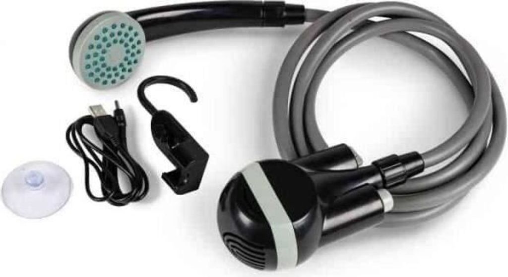 KAMPA Power Shower Elektrische Dusche, USB Wiederaufladbar, 1,80 m Schlauch, Schwarz