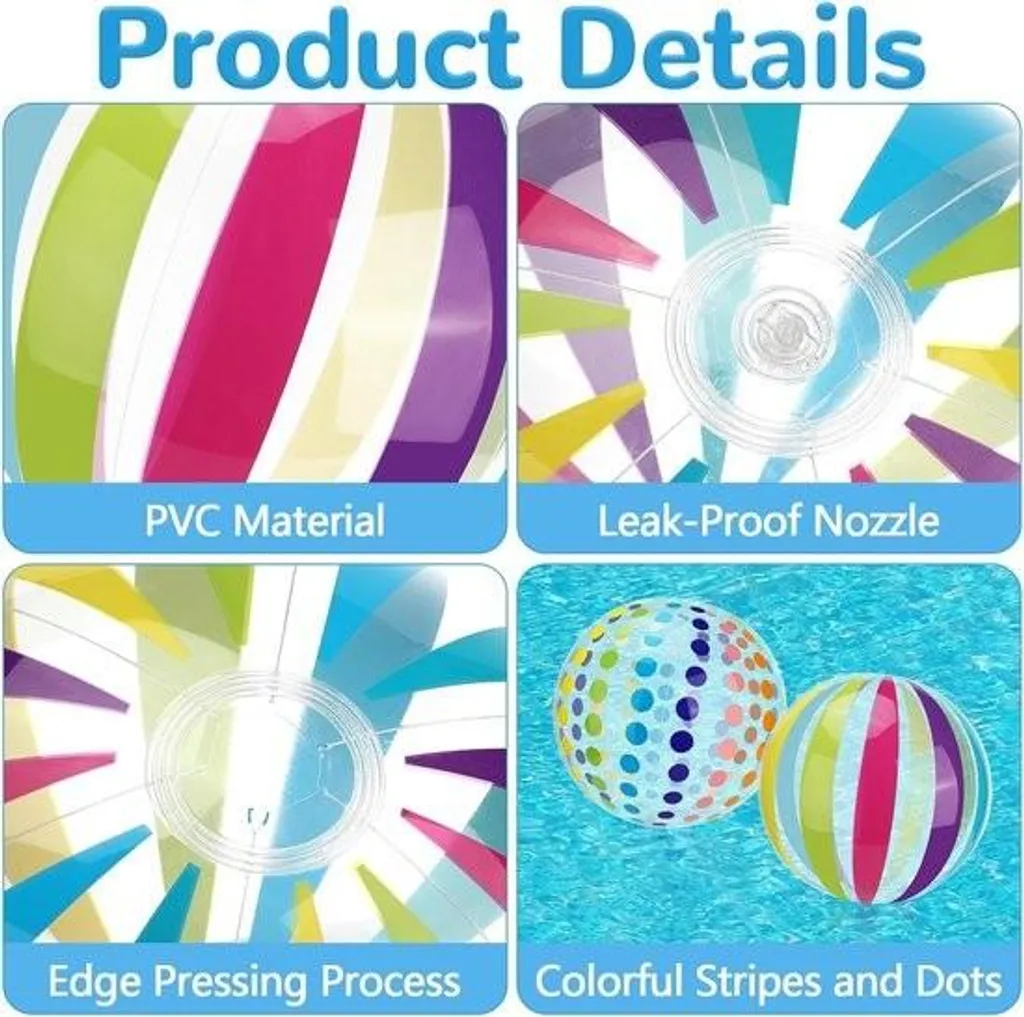 Ballon de plage multicolore résistant - Pack de 2 jouets été 40 cm - 3
