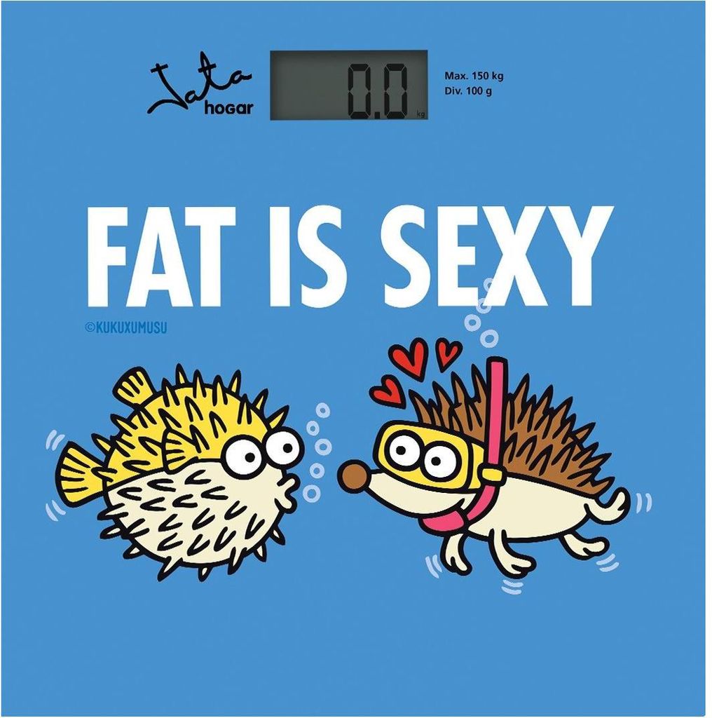 Jata Home 294K Digital Glass Bathroom Scale with Kukuxumusu Design Large LCD Viewer 4 Sensors High Precision Auto Connect/Disconnect Overweight Ind...