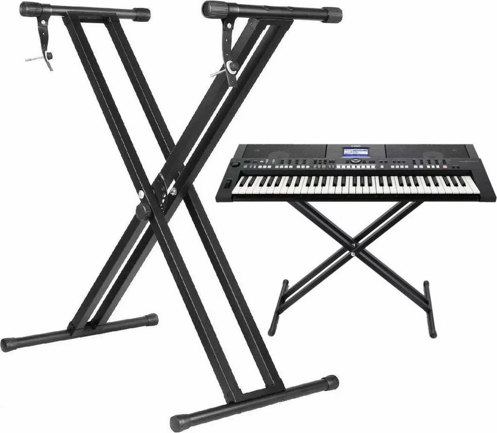 Verstellbare Keyboard X-Ständer – Universelle Piano-Standhalterung – Inkl. Klappstuhl – Tragbarer Keyboardständer