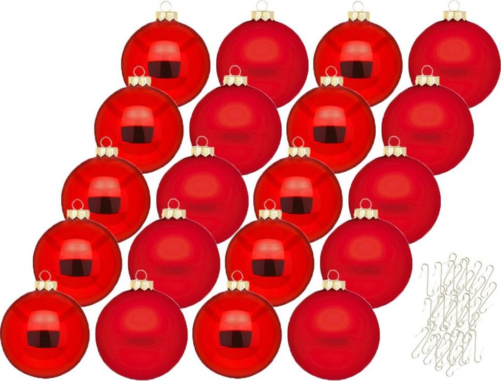 Weihnachtskugeln Merry Red 20 Stk 6cm + Haken