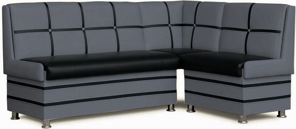 Eckbank "Korsika" Sitzbank 213x142 cm Essecke Kunstleder Grau / Schwarz mit Stauraum