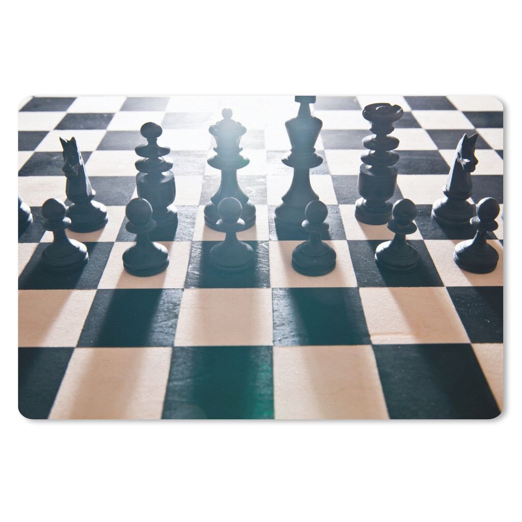 MuchoWow Mauspad Mousepad Die schwarzen Schachfiguren auf dem Brett 27x18 cm - Mousepads - Maus Mat - Pad - Mausunterlage - Büroartikel - Desk M...