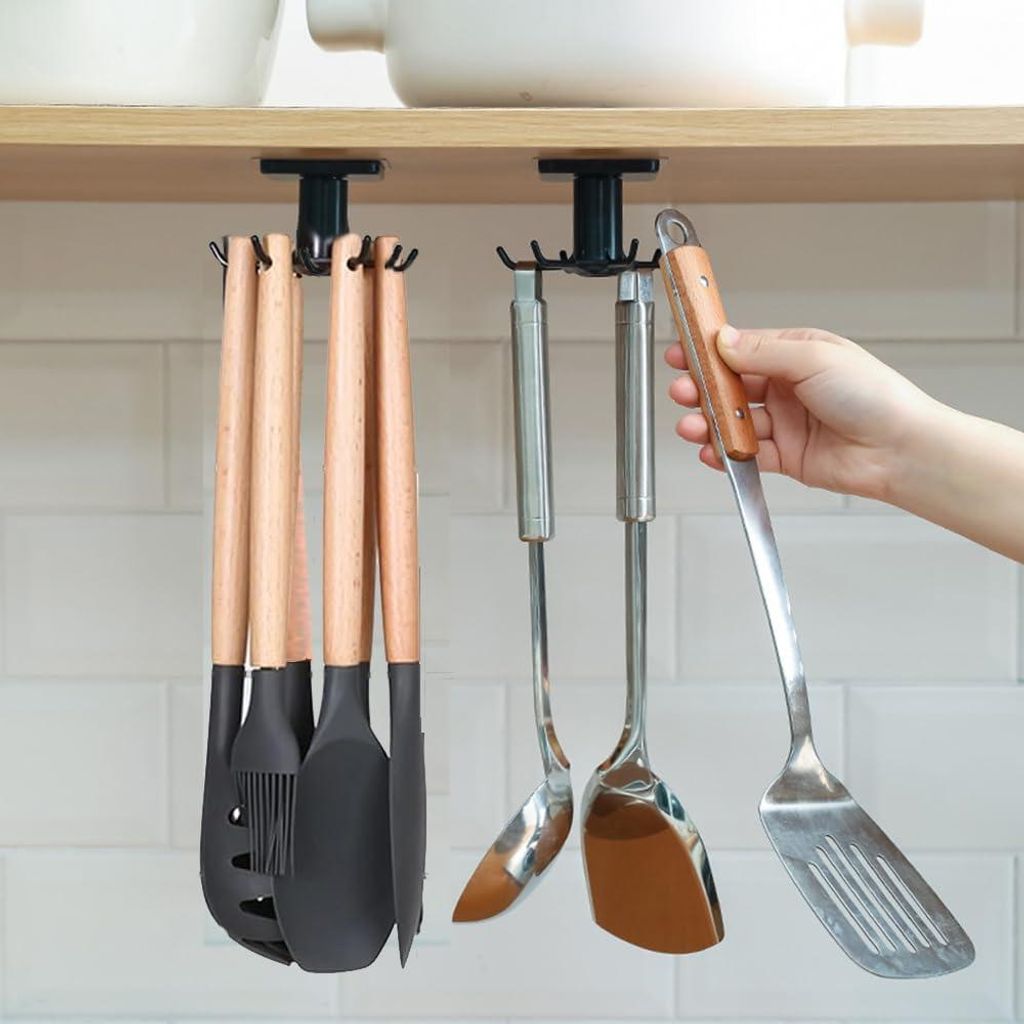 Set mit 2 drehbaren Utensilienhaltern (360°), 6 Haken, kein Produktbild 