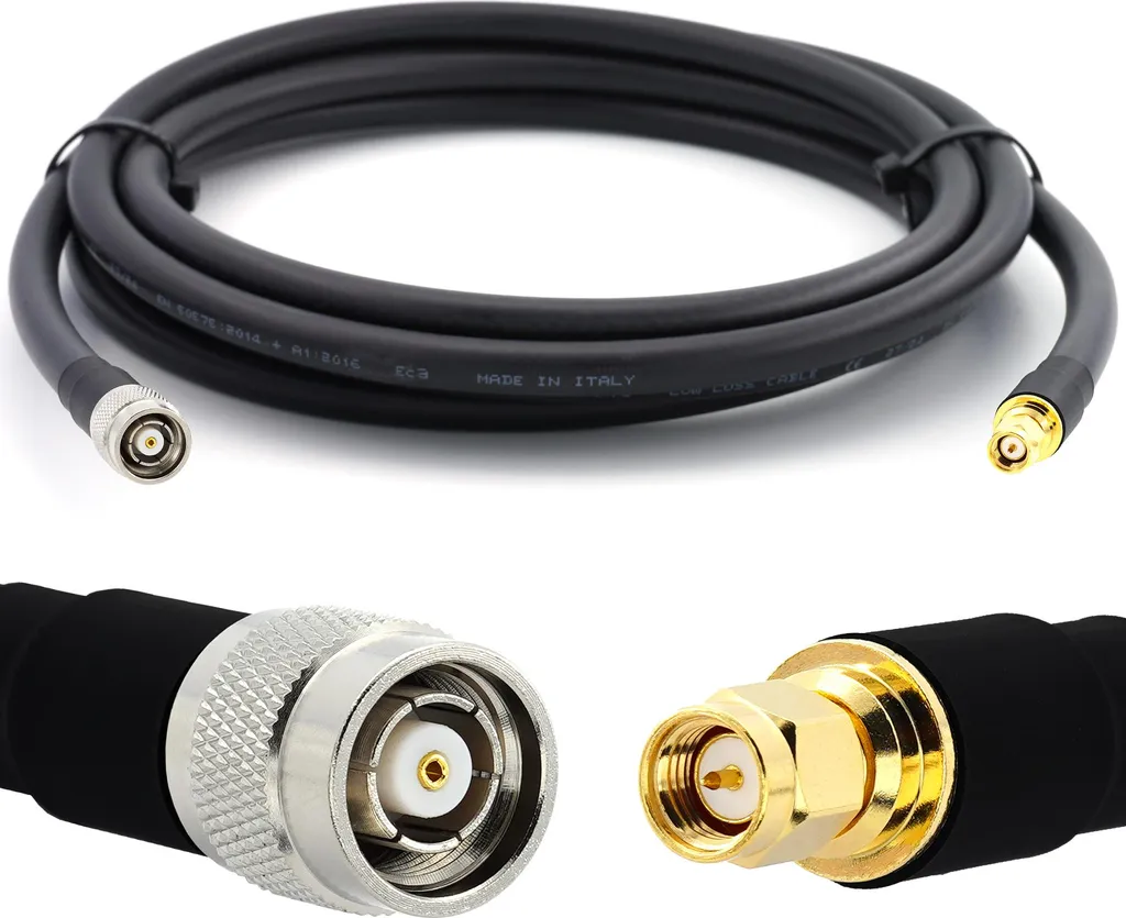 Cavo Coassiale 5m HF400 RP-TNC-M a SMA-M | Low Loss 50 Ohm 5G