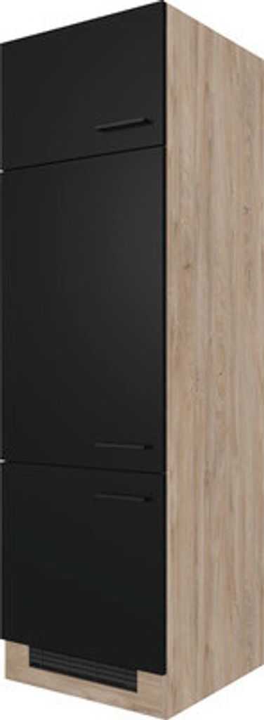 Flex Well Kühlumbauschrank für 88er Einbaukühlschrank Capri BxTxH 60 x 57 x 200 cm schwarz matt antifingerprint zerlegt