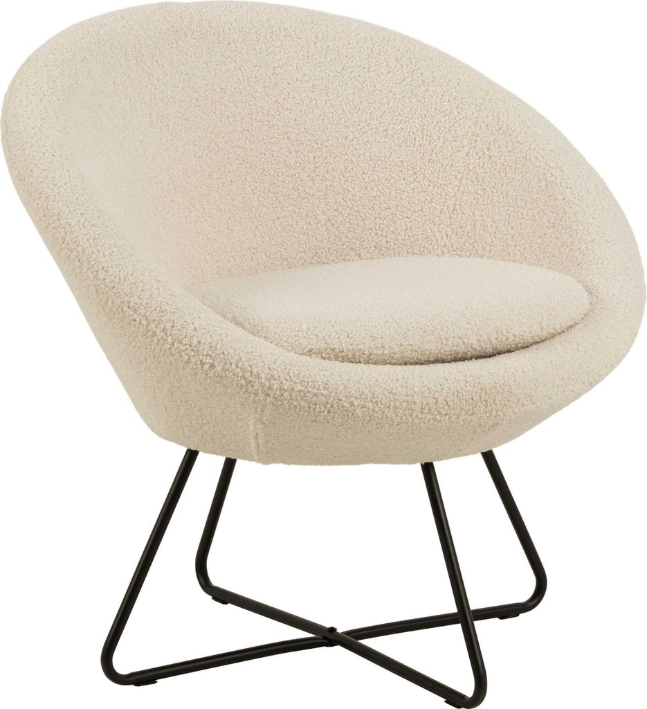 Sessel Cezar teddy stoff - creme/schwarz