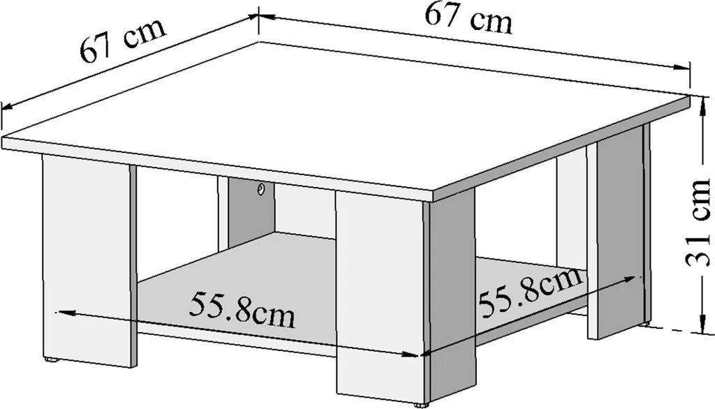 Table basse blanche en mélamine robuste LIME au format carré 67 cm - 8