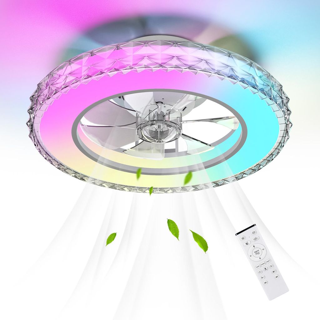 Deckenventilator mit Beleuchtung mit Kristall-Optik, LED Produktbild 