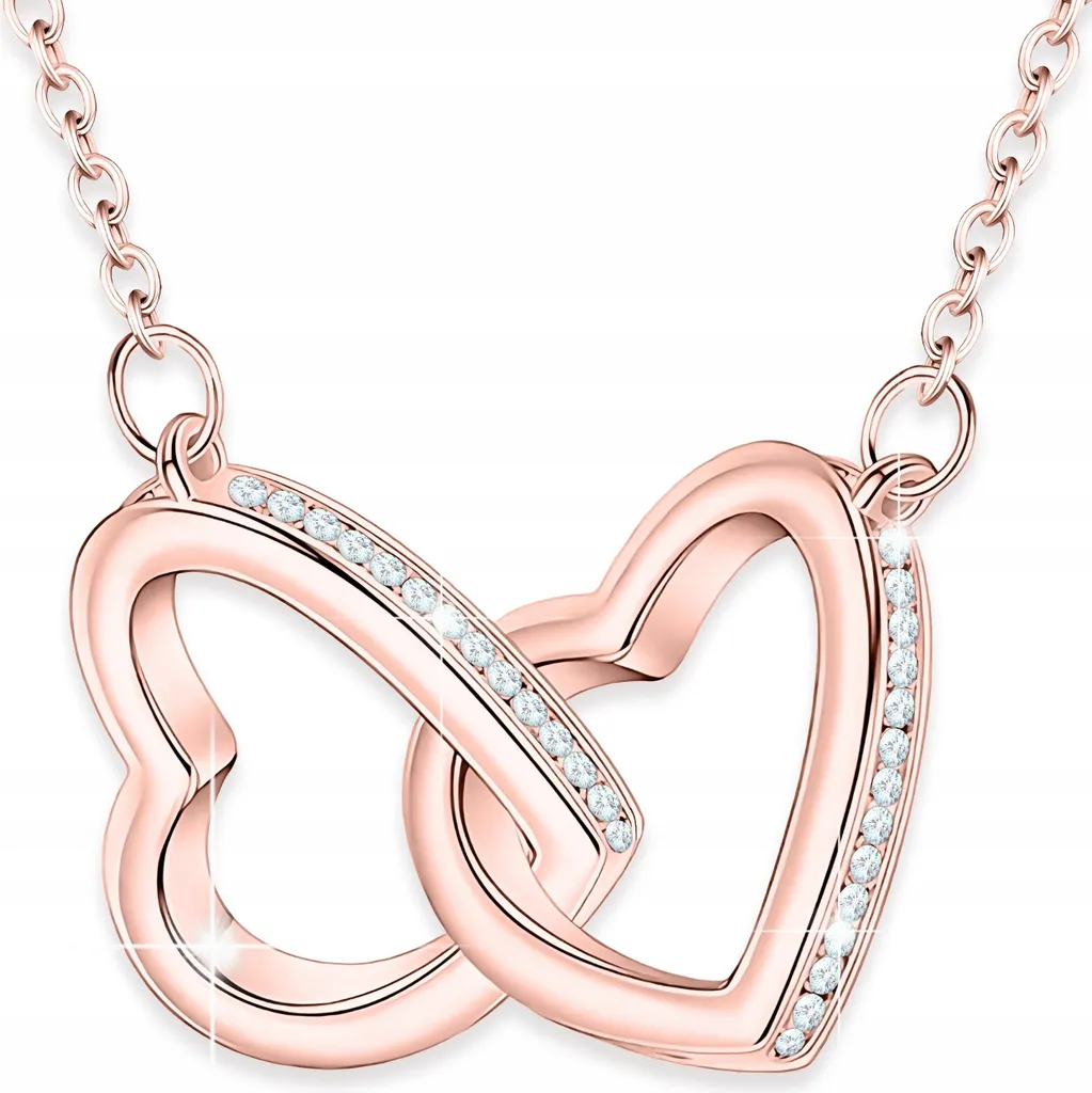 Collana Due Cuori Argento 925 con Zirconi - Regalo Romantico Donna