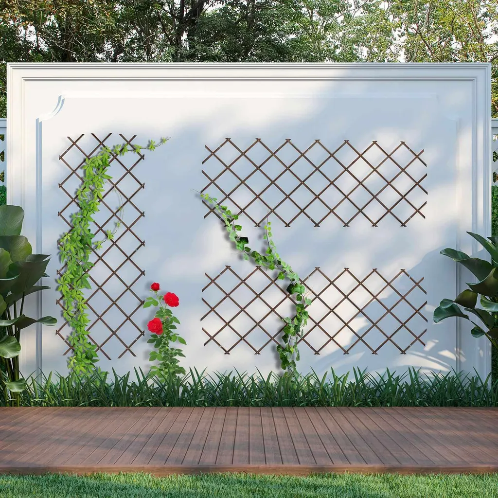 Support plante grimpante treillis en bois extensible décoratif 180x90cm