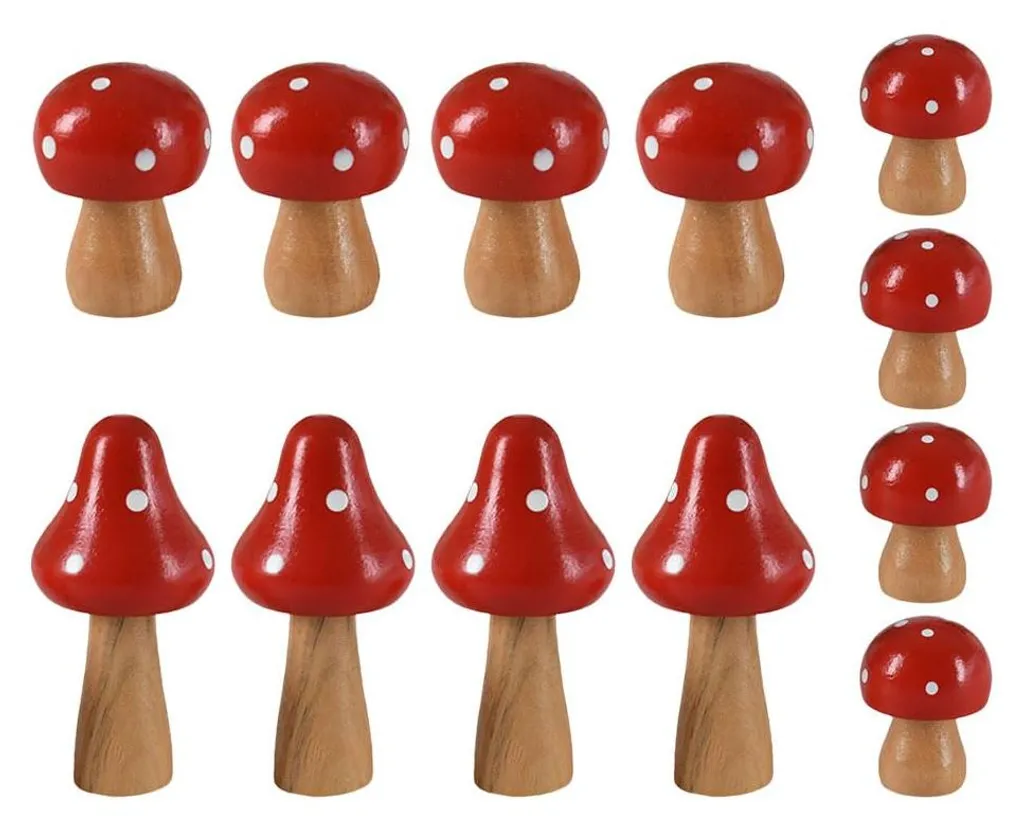 Lot de 12 Champignons en Bois Miniatures 7,3cm pour Micro-Paysage DIY