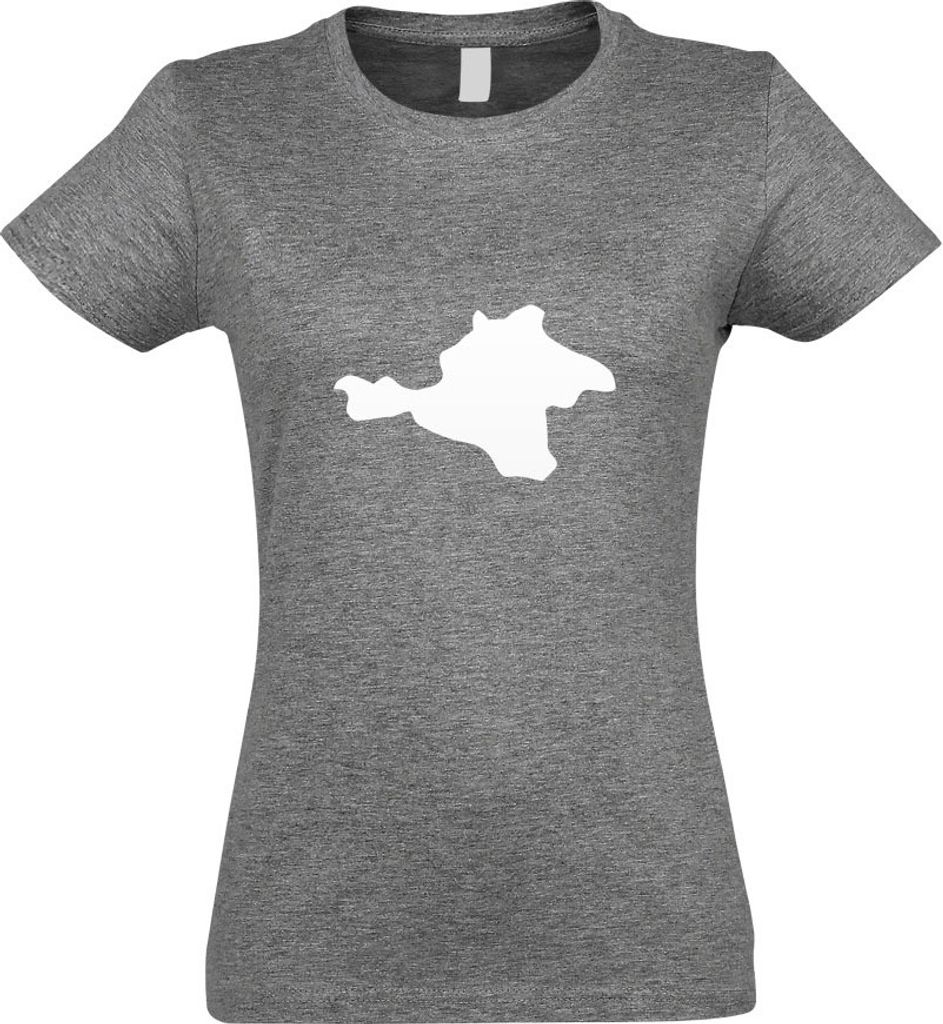 Kiwistar - T-Shirt tailliert - Damen - Graumeliert - Krim - Tauris Umriss Kontur - mit Motiv Bedruckt - Funshirt Design - Sport - Freizeit - Damen ...