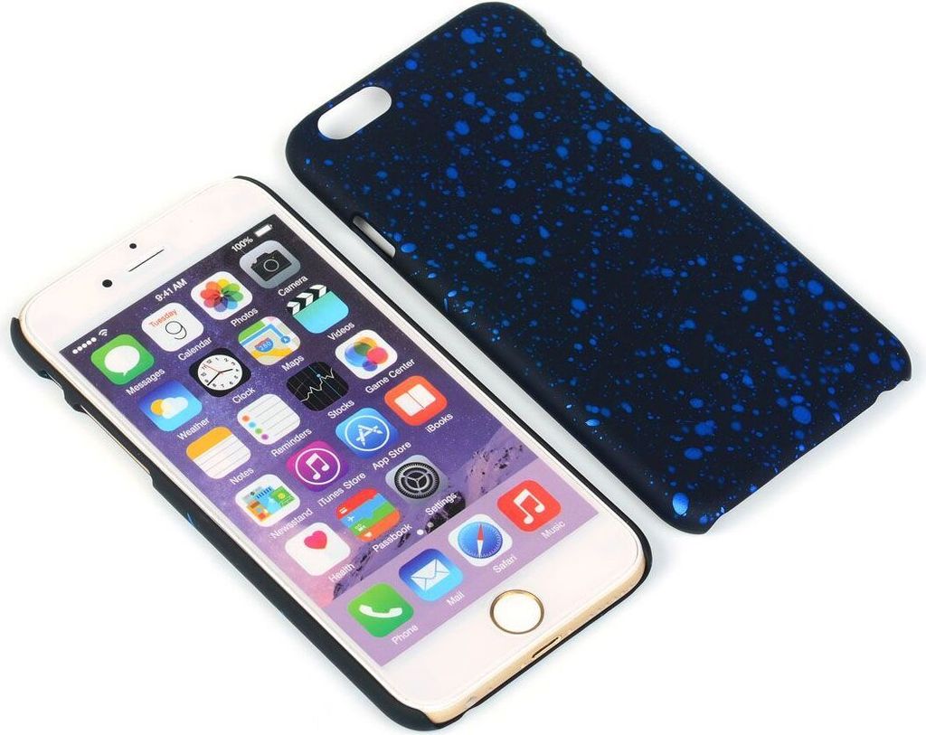 Handy Hülle Schutz Case Bumper Schale für Apple iPhone 6 3D Sterne Blau