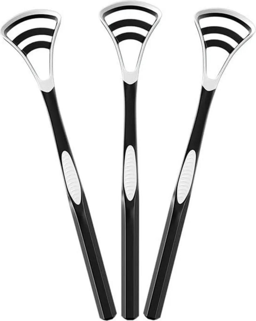 Cure-langue ergonomique en inox - Set complet de 2 pièces avec poche