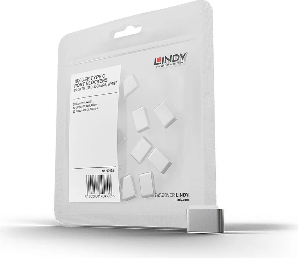 Lindy 40439 Set 10 Bloccaporte USB-C Bianco - Sicurezza Hardware Endpoint