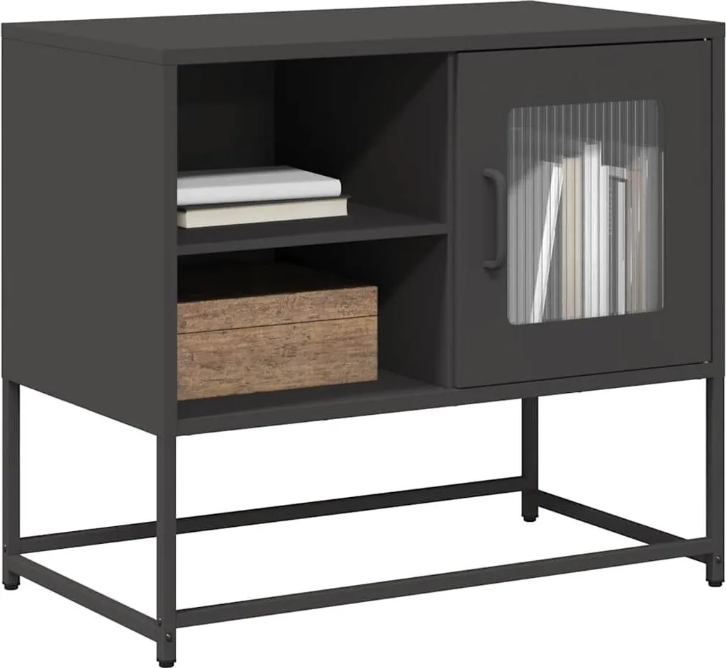 Mobiletto TV vidaXL in Acciaio Nero 68x39 cm - Pratico e Solido - 2