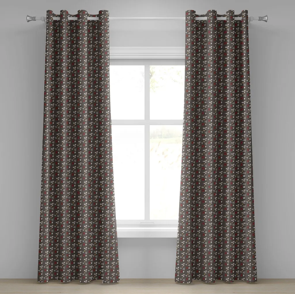 Rideau à œillets 2 panneaux décoratifs motif fleurs jardin 280x175