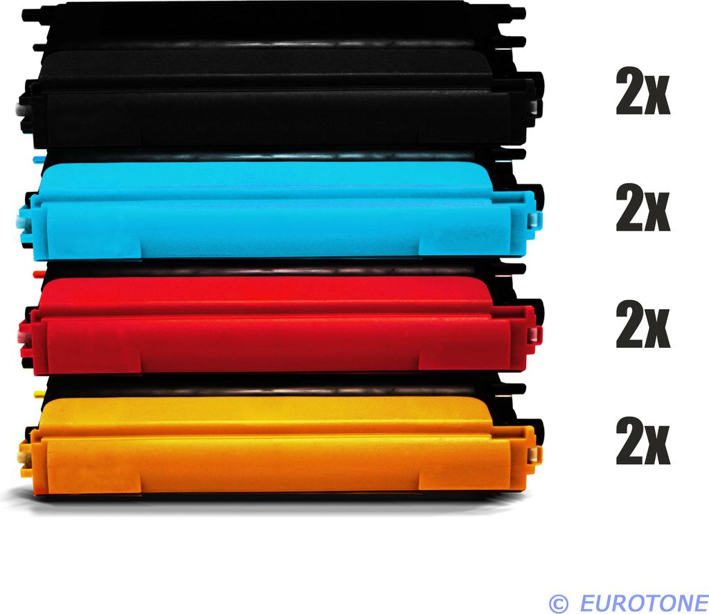 8x Eurotone Toner Alternative für Brother TN-135BK Black Schwarz / TN-135C Blau Cyan / TN-135M Rot Magenta / TN-135Y Gelb Yellow