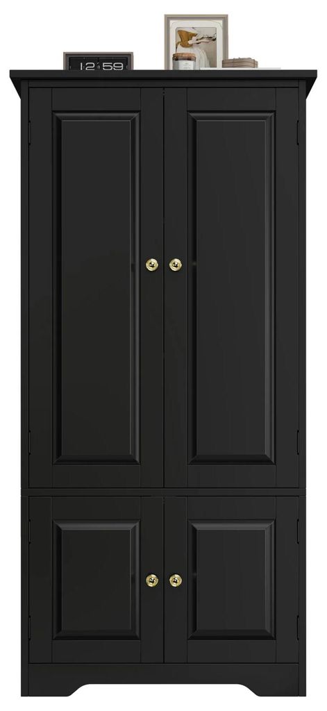 Küchenschrank - Hoher Vorratsschrank - Sideboard Speisekammer mit 4 Türen und Fächern - MDF modern - 58,2 x 31,5 x 123 cm - Schwarz