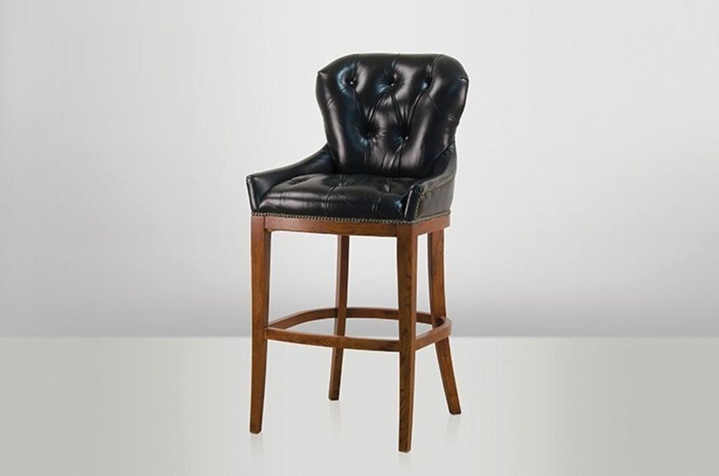 Casa Padrino Luxus Echt Leder Barhocker - Bar Club Hocker Stuhl - Old Saddle Black