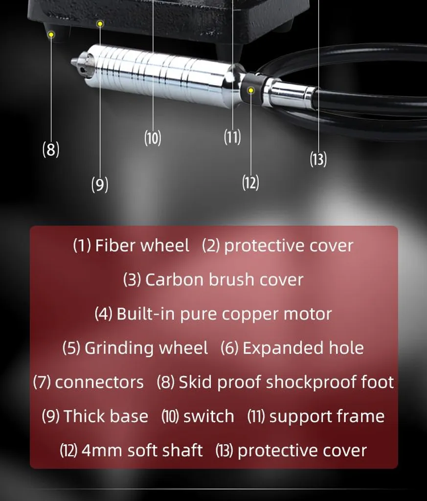 Ponceuse d'établi avec arbre flexible pour finitions difficiles d'accès - 10