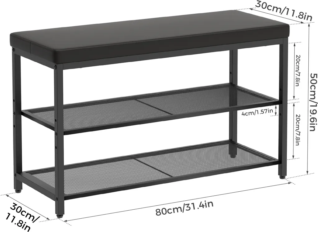 Meuble chaussures compact 80cm pour entrée étroite avec banc intégré - 6