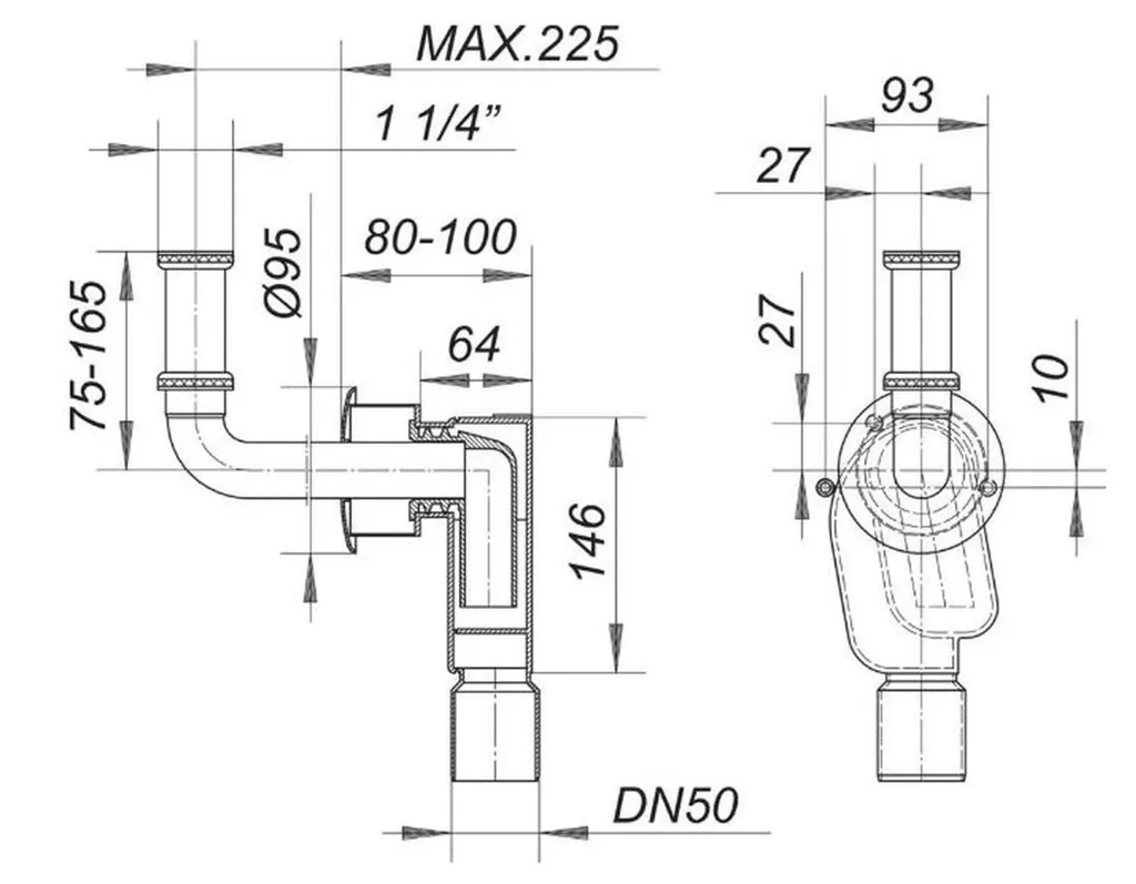 Dallmer 130228 Sifone da Incasso 300 CR 1 1/4" DN50 | Prezzo Migliore