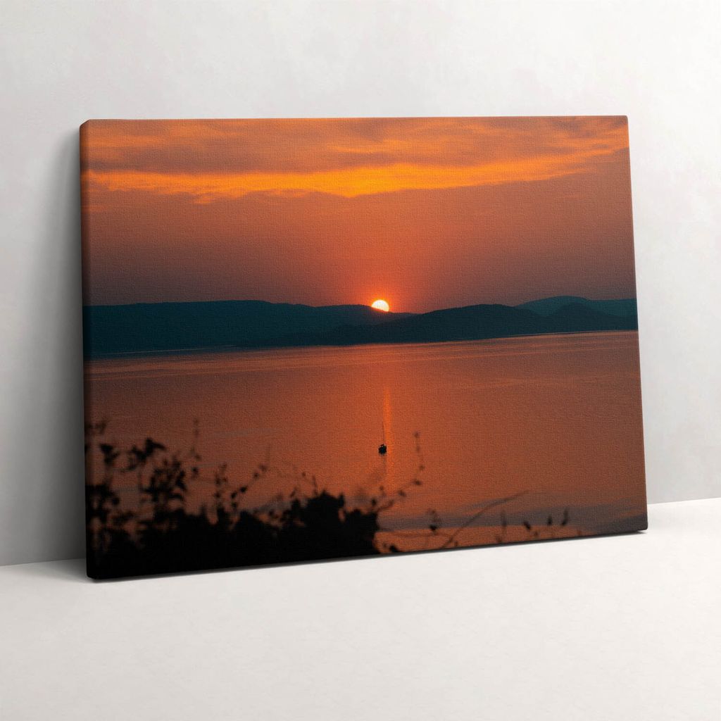 Balaton und Sonnenuntergang – Leinwandbild Wandbild – 80x60 cm – Leinwandbilder – Wandbilder – Schlafzimmer – Flur
