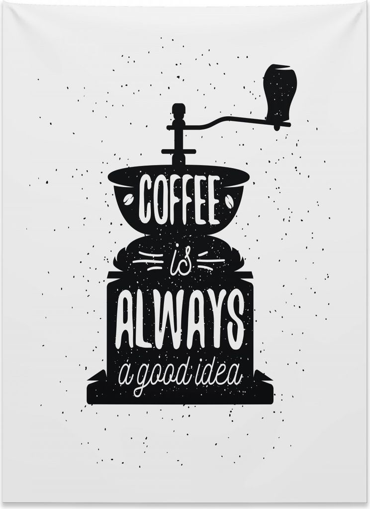 Abakuhaus Zitat Wandteppich, Kaffee ist eine gute Idee aus Weiches Mikrofaser Stoff Kein Verblassen Klare Farben Waschbar, 110 x 150 cm, Weiß und ...