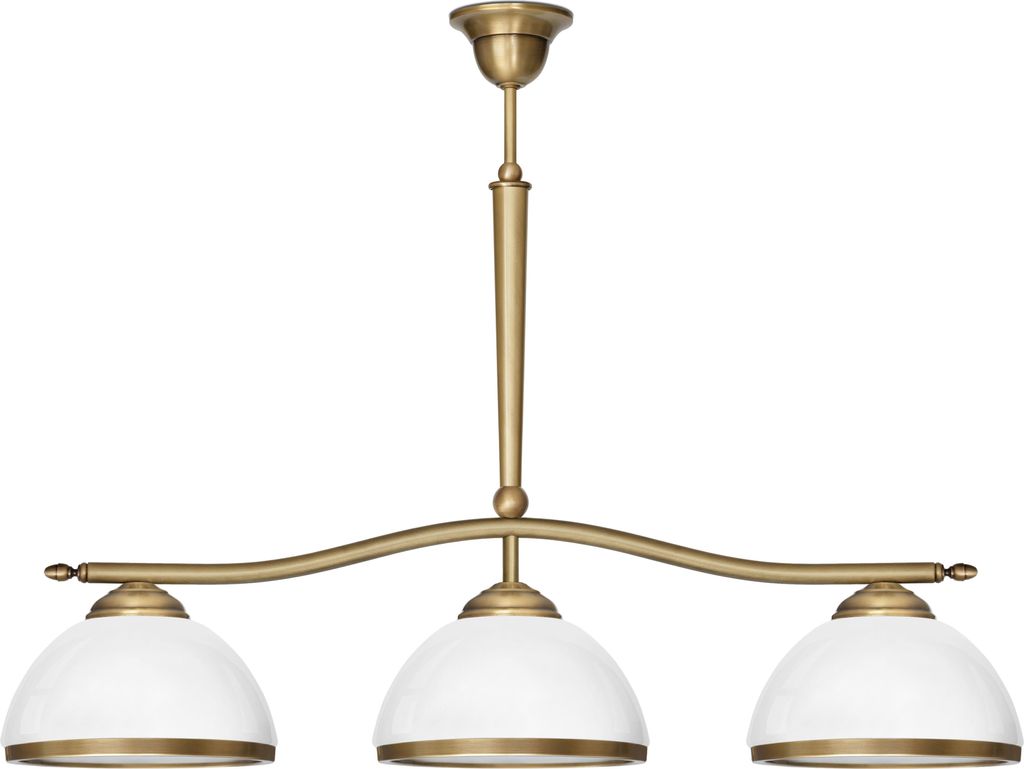 Kronleuchter Messing Goldpatina Hochglanz-Glasschirm weiß glänzend 76x20x57cm 3xE27 180W Esszimmer Wohnzimmer klassisch elegant höhenverstellbar...