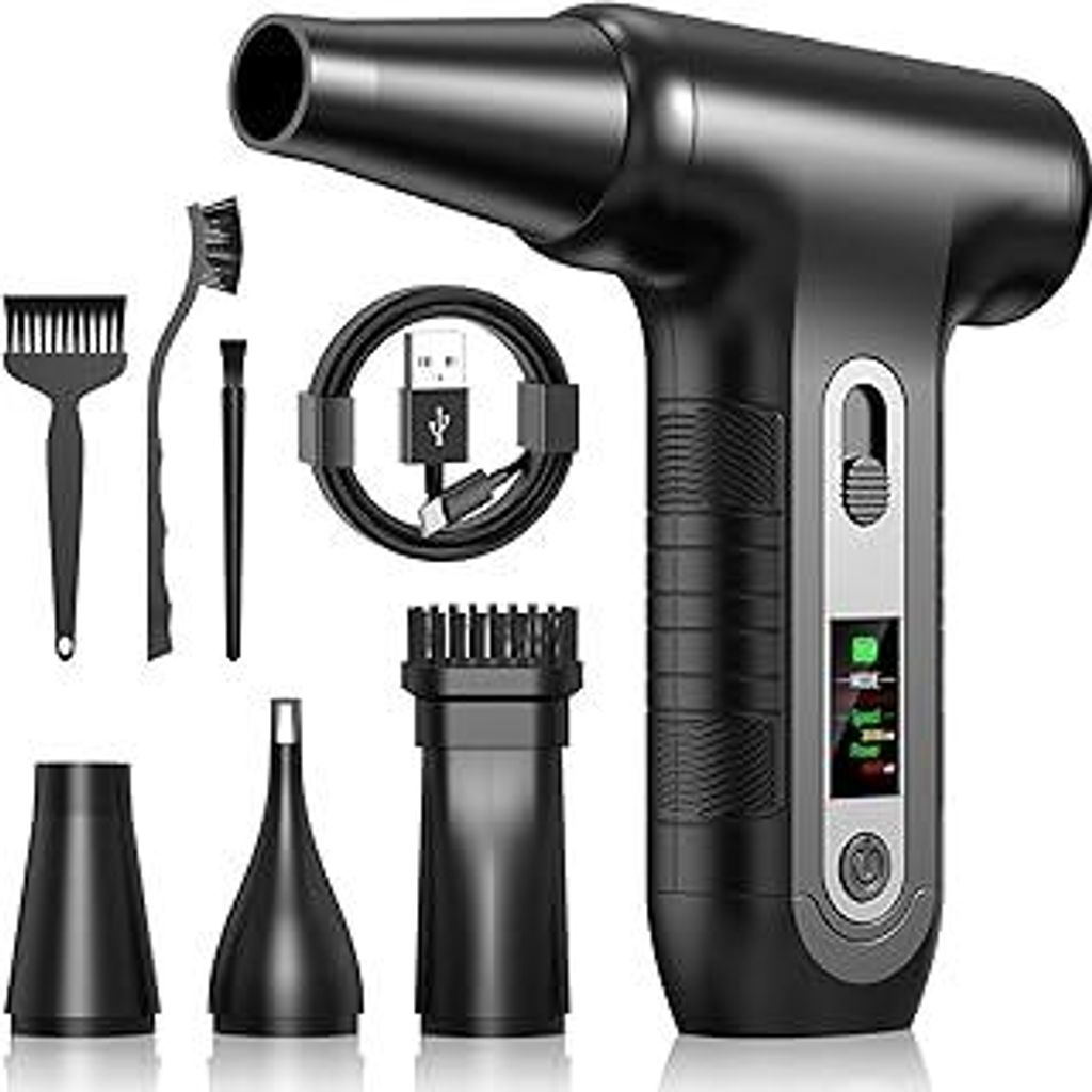 Elektrische Staubgebläse mit HD-Display - Electric Air Duster 200000 RPM mit LED-Licht, Mini-Gebläse mit Akku, Druckluftspray PC Reinigung, Luftg...