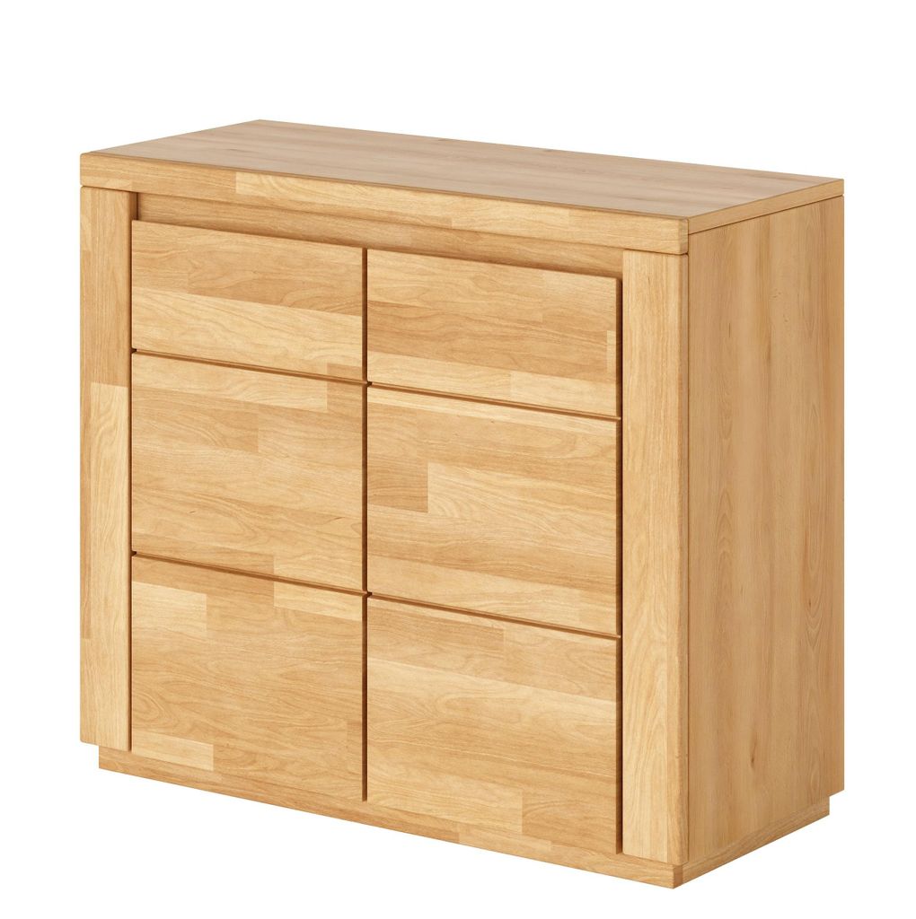 Kommode Kernbuche 90 cm Massivholz-Front 2-türig Sideboard Produktbild 